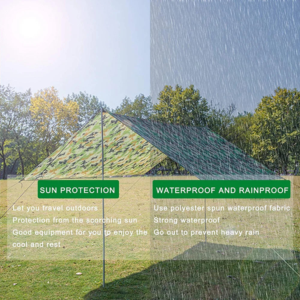 230x140cm Camouflage Awning Sun Shelter Waterproof Tent Tarp Outdoor Picnic Camping Canopy Rain Cover Beach Sunshade Awning