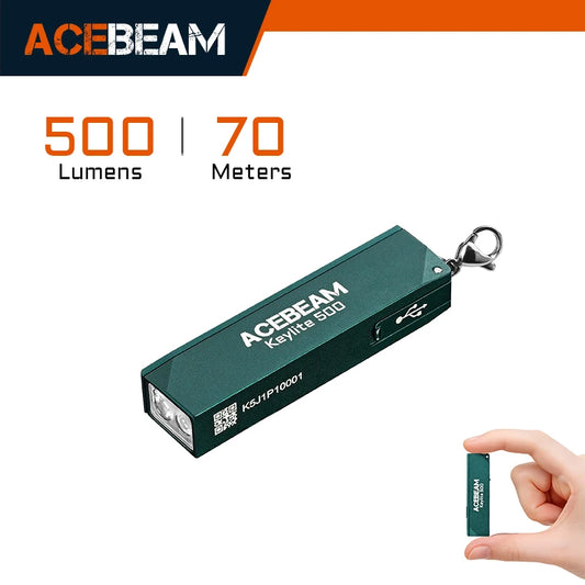 ACEBEAM Keylite 500 Keychain Flashlight – Rechargeable, Dual LED