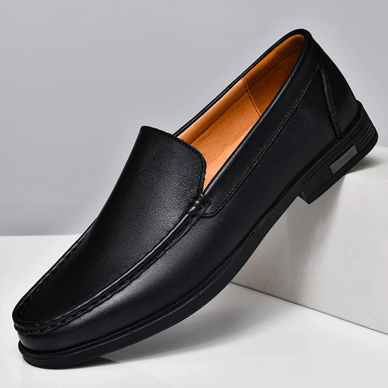 Men’s Genuine Leather Loafers – Comfortable Walking & Driving Shoes, Classic Slip-On Style
