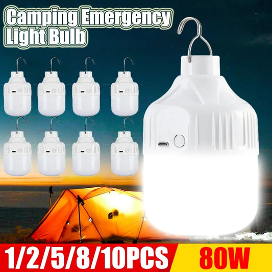 1-10PCS USB Rechargeable LED Camping Light Waterproof Portable High Power Outdoor Lantern for Hiking BBQ Emergency Hunting