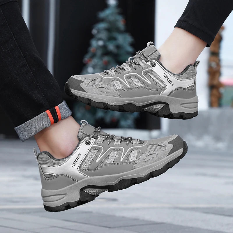 Men’s Durable Hiking Shoes – Outdoor Trekking Non-Slip Wear-Resistant Lace-Up Sneakers for Climbing, Hunting & Casual Use