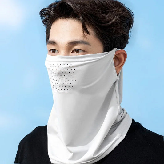 1Pcs Summer Ice Silk Cycling Masks Hanging Ear Breathable Anti-UV Face Scarf Neck Cover for Outdoor Hiking Sunscreen Balaclava