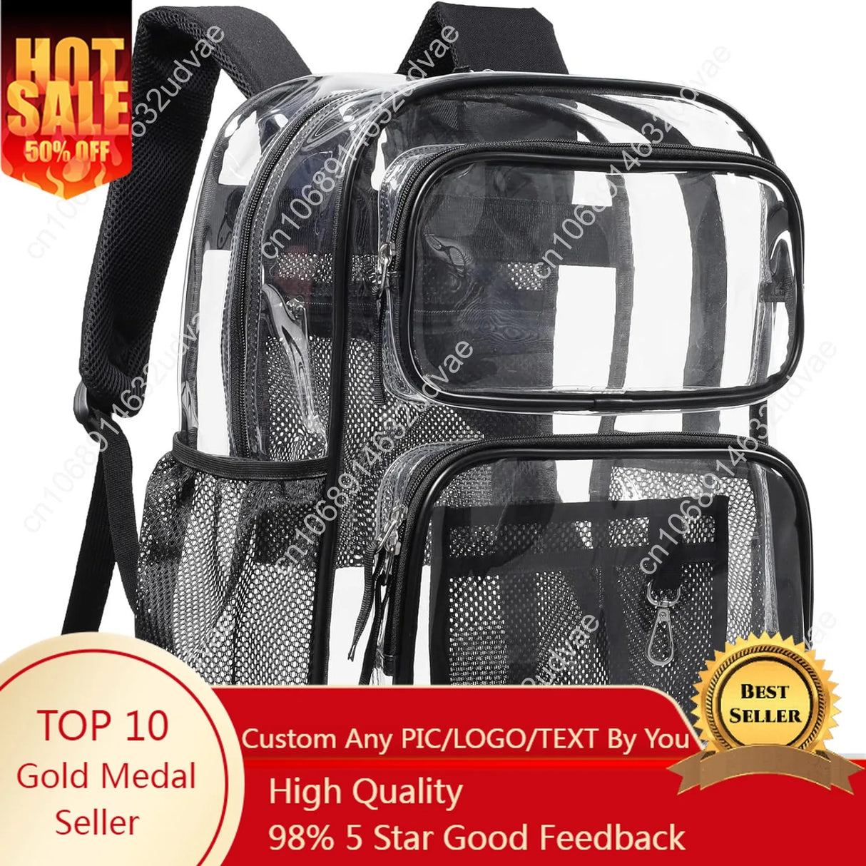 PACKISM Clear Backpack for School - 17 inch Large Heavy Duty Clear Bookbag, See Through PVC Backpacks (for age 12 above)