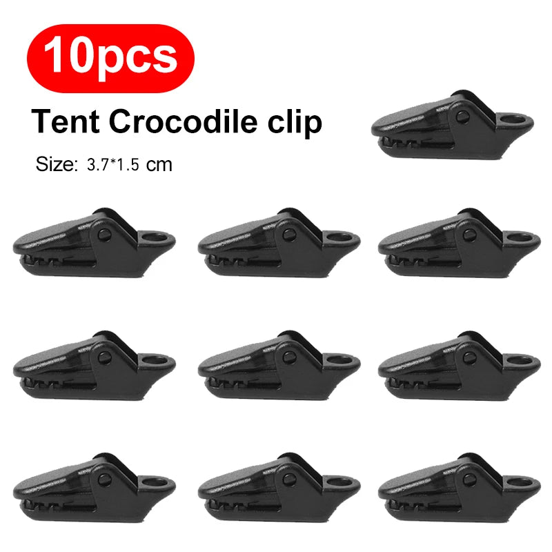 10 Pcs Outdoor Tent Clip Hard Wind Rope Clamps Tarpaulin Awning Fixed Tool Reusable Mountaineering Camping Accessories Mini