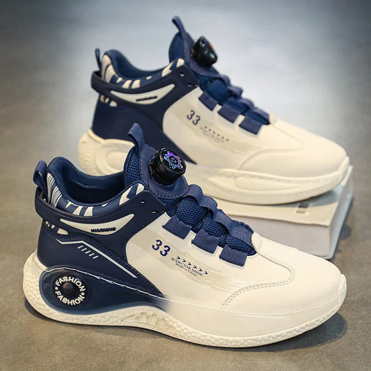Men’s Outdoor Sneakers with Rotating Buckle – Non-Slip, Durable & Comfy Lace-Up Sports Shoes