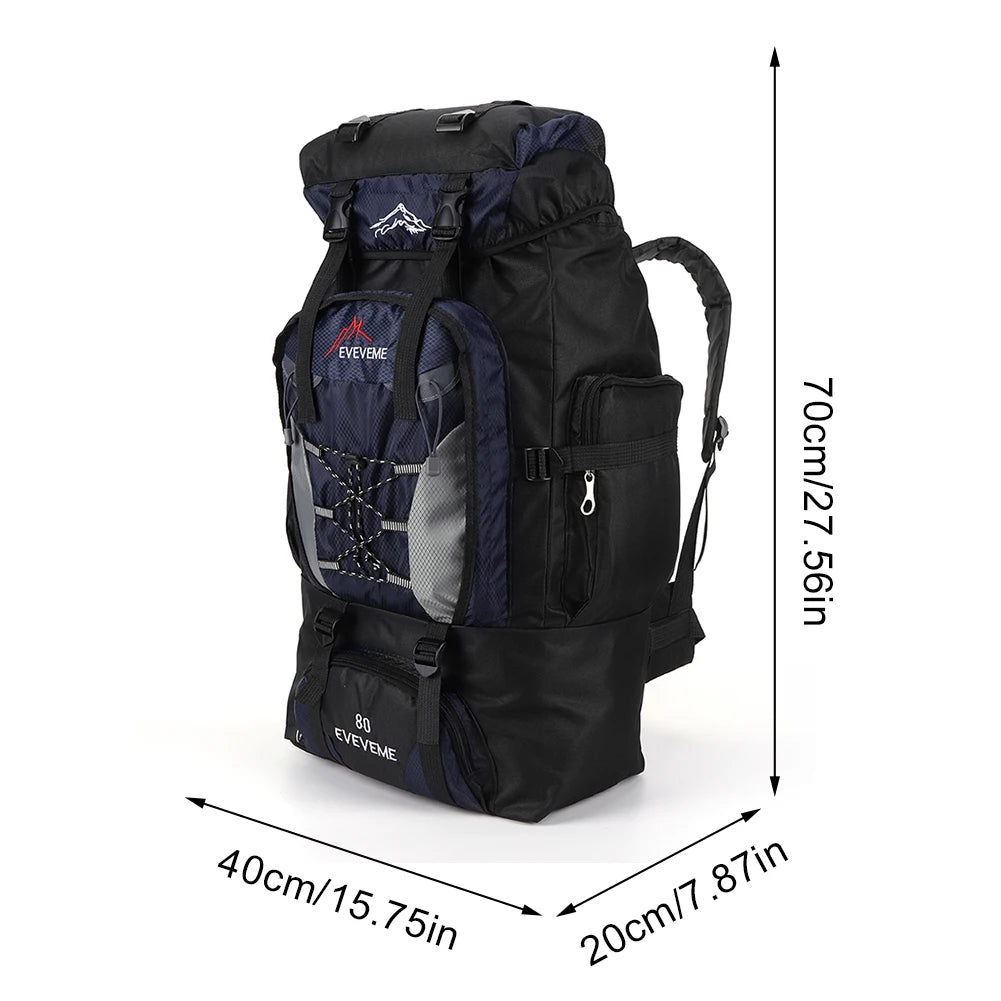 80L Mountaineering Backpack Hiking Camping Trekking Bag Rucksack WithAdjustable Strap Outdoor Fishing Backpack Climbing Rucksack