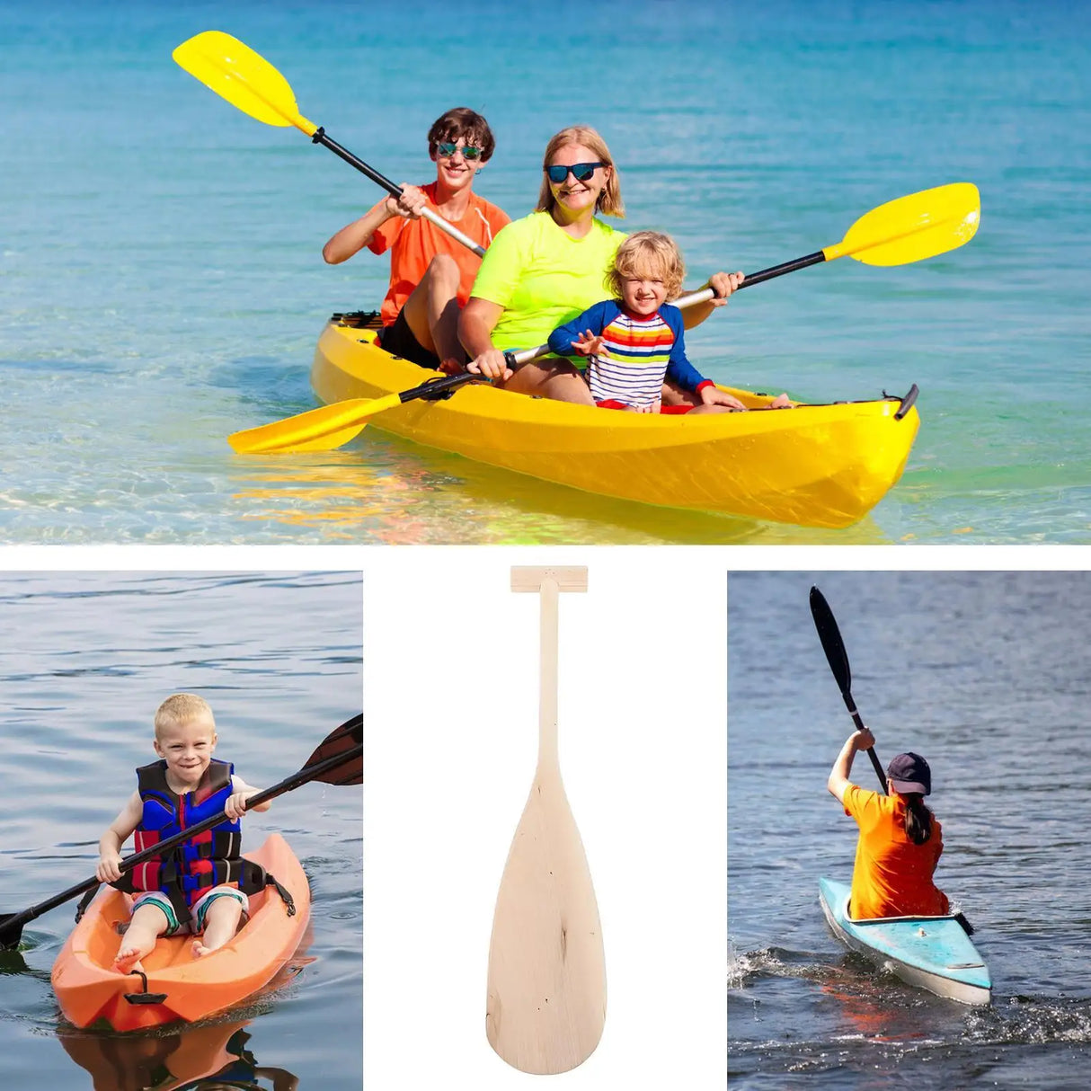 Kids Kayak & Canoe Paddle – 50cm Portable Wooden Boat Oar for Rowing & Water Activities