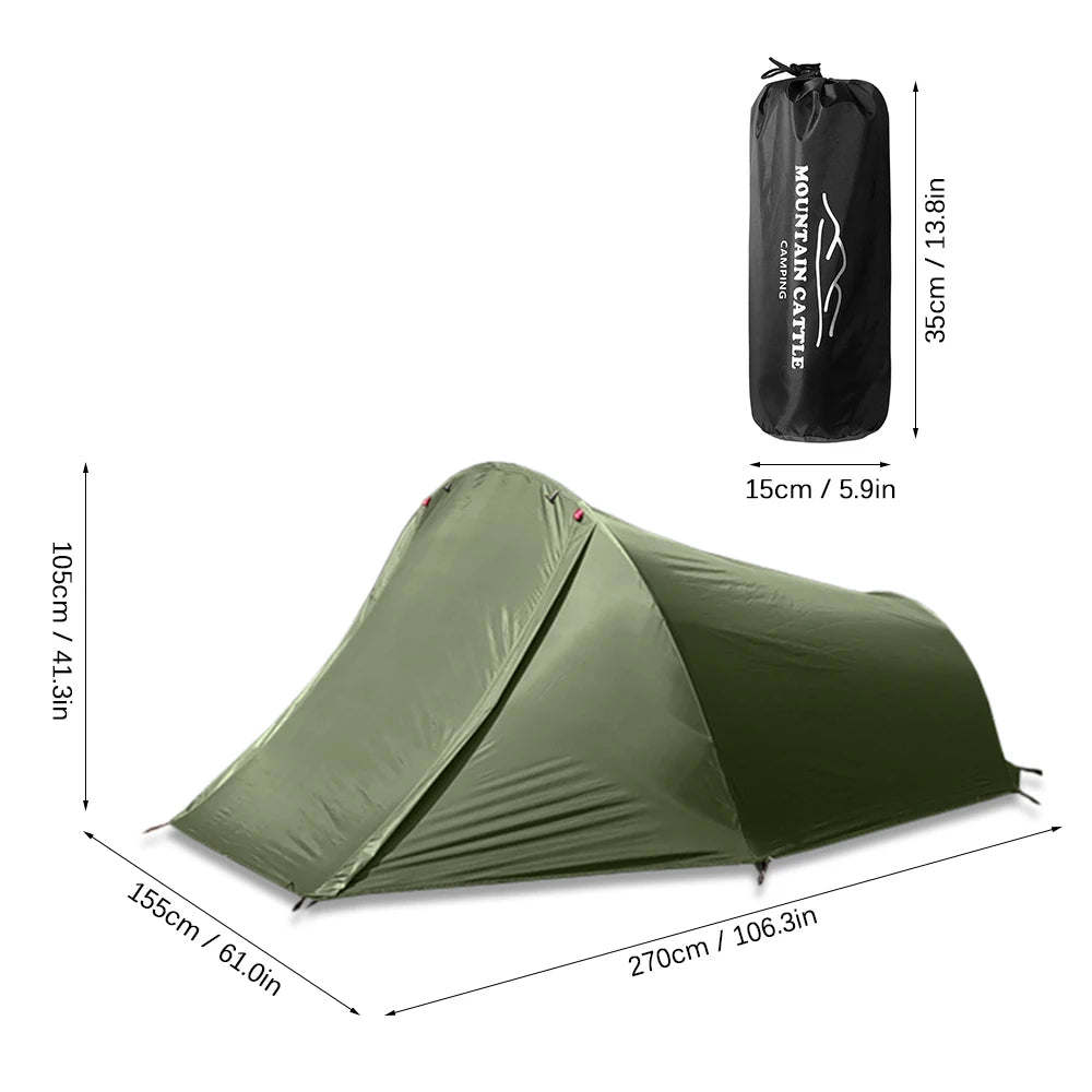 Camping Tent 2 Person Outdoor Tent For Camping Biking Hiking Muntaineering Beach Water Resistant 210D Oxford Material