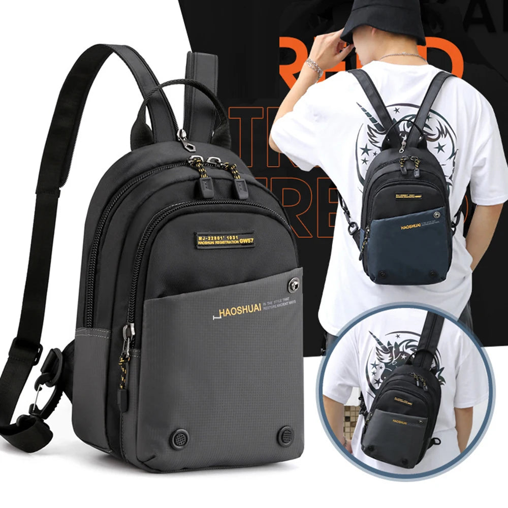 Men Small Backpack Rucksack Messenger Cross Body Chest Bags Multi-purpose Military Travel Nylon Male Fashion Daypack Knapsack