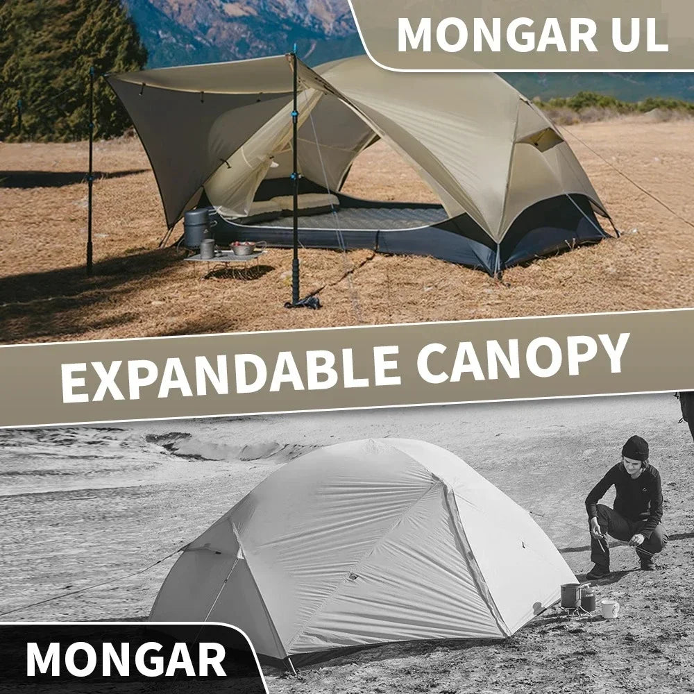 2 - Person Ultralight Backpacking Tent: Mongar UL 2 with 20D Waterproof Fabric,Ideal for Hiking,Survival,and Camping Adventures