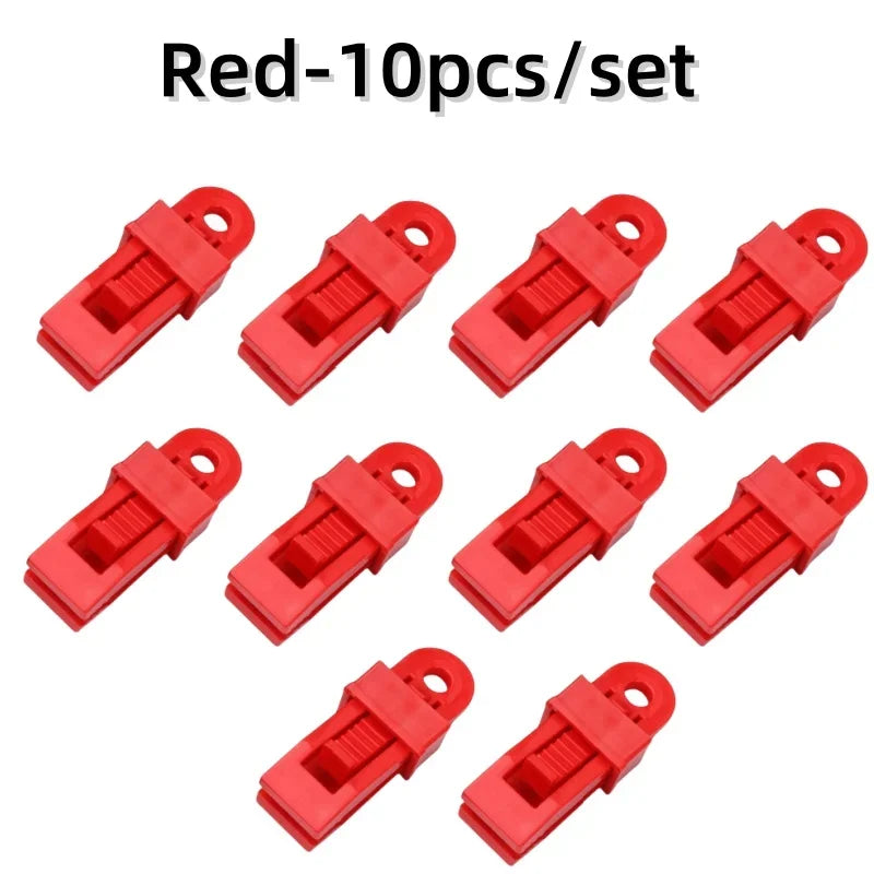 10 PCS Awning Rope Clamp Tarpaulin Clip Tent Canopy Clip Buckle Reusable Tent Crocodile Clip Awning Outdoor Camping Accessories