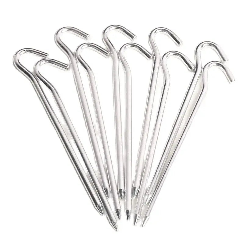 10 Pieces/Lot Aluminum Alloy Tent Pegs 18cm Camping Garden Canopy Stakes Pegs Outdoor Nails Tent Accessories