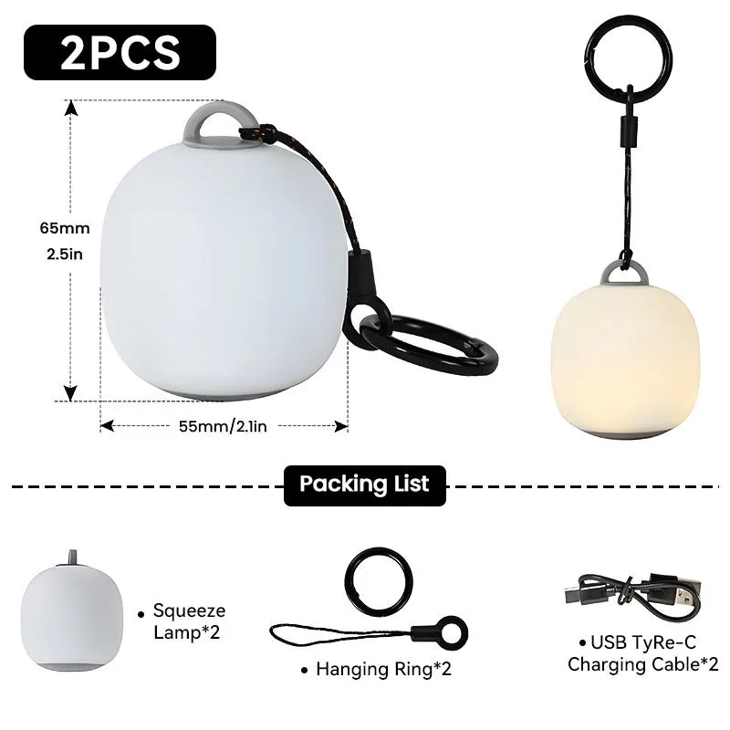 WESTTUNE Portable Camping Lantern Rechargeable LED Picnic Lamp MINI Egg-Shaped Squeeze Silicone Light for Outdoor Cozy Ambience