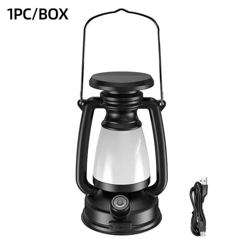 Retro Rechargeable LED Lantern – Camping Table Lamp