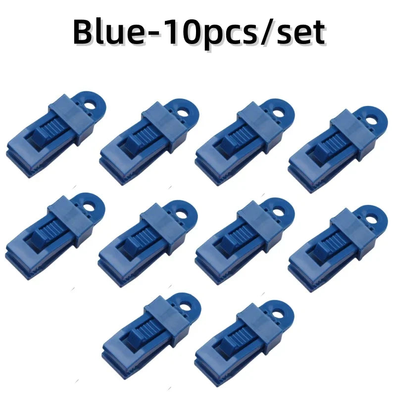 10 PCS Awning Rope Clamp Tarpaulin Clip Tent Canopy Clip Buckle Reusable Tent Crocodile Clip Awning Outdoor Camping Accessories