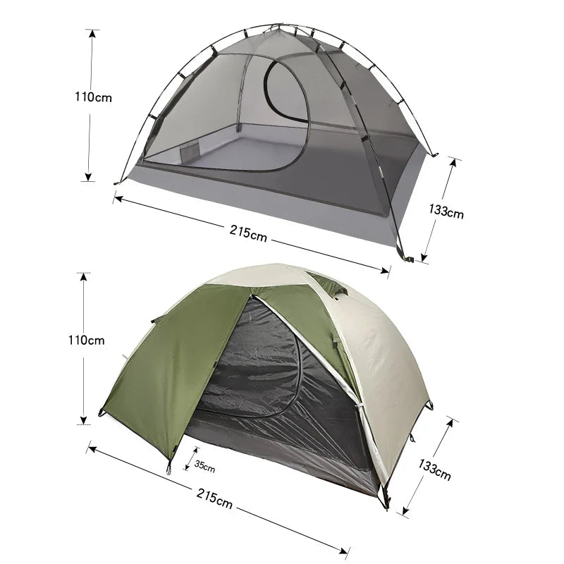 Backpacking Tent 2 Person Lightweight Camping Tents Double Layer Waterproof Portable Handbag for Hiking Travel Aluminum Pole