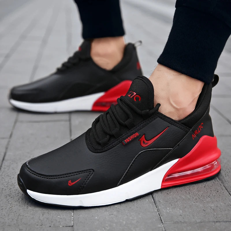 Men’s Leather Running Shoes – Air Cushion Sports Sneakers, Casual Walking & Jogging Trainers, Big Sizes 45-47