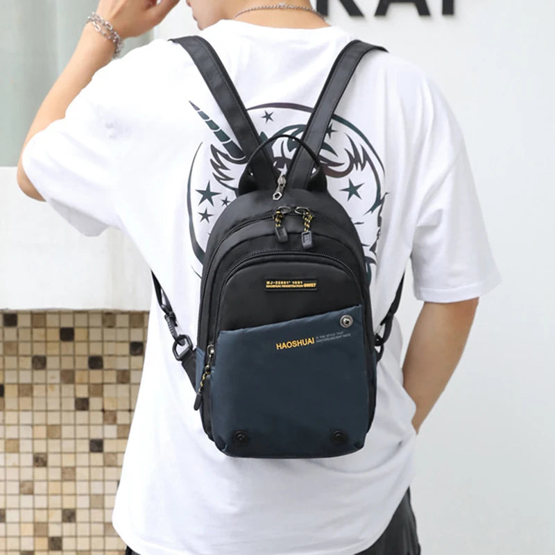 Men Small Backpack Rucksack Messenger Cross Body Chest Bags Multi-purpose Military Travel Nylon Male Fashion Daypack Knapsack