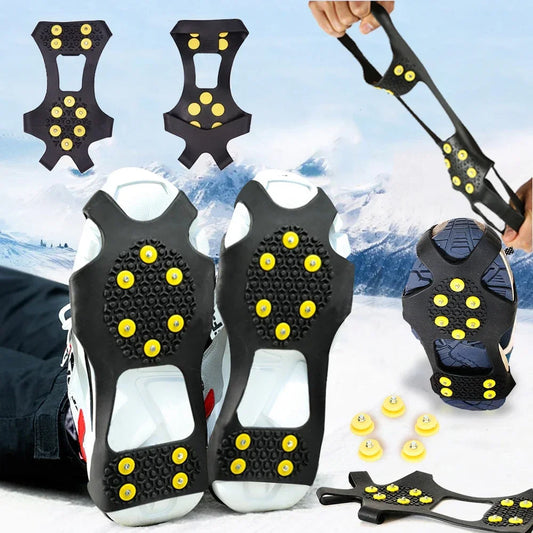 10-Stud Ice Cleats – Anti-Skid TPE Snow Grips for Shoes (M/L)