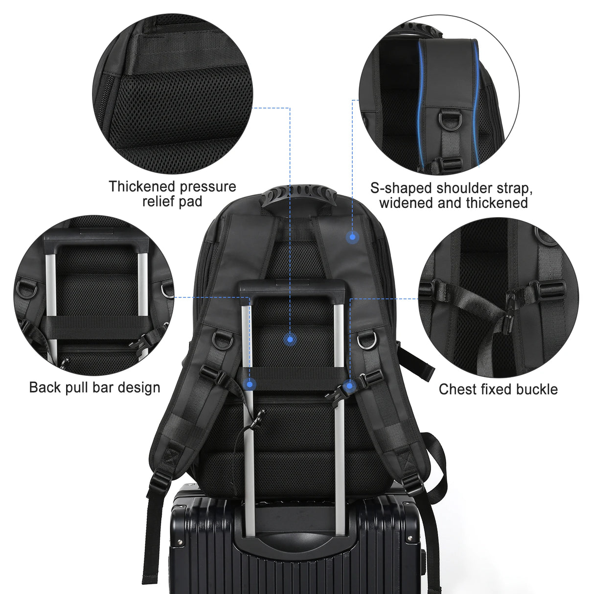Men's Travel Backpack Outdoor Waterproof Expandable Rucksack Large Capacity Laptop Backpack Outdoor Hiking Mountaineering Bags
