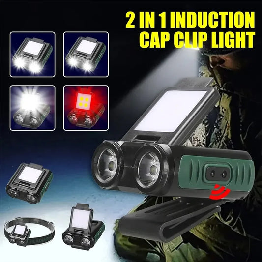 COB Sensor Cap Clip Light – USB Rechargeable Headlamp