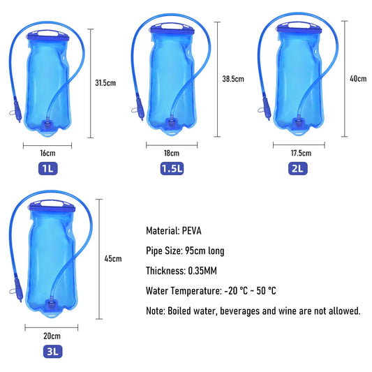 ThinkRider Water Bladder Water Reservoir Hydration Pack Storage Bag BPA Free - 1L 1.5L 2L 3L Running Hydration Vest Backpack