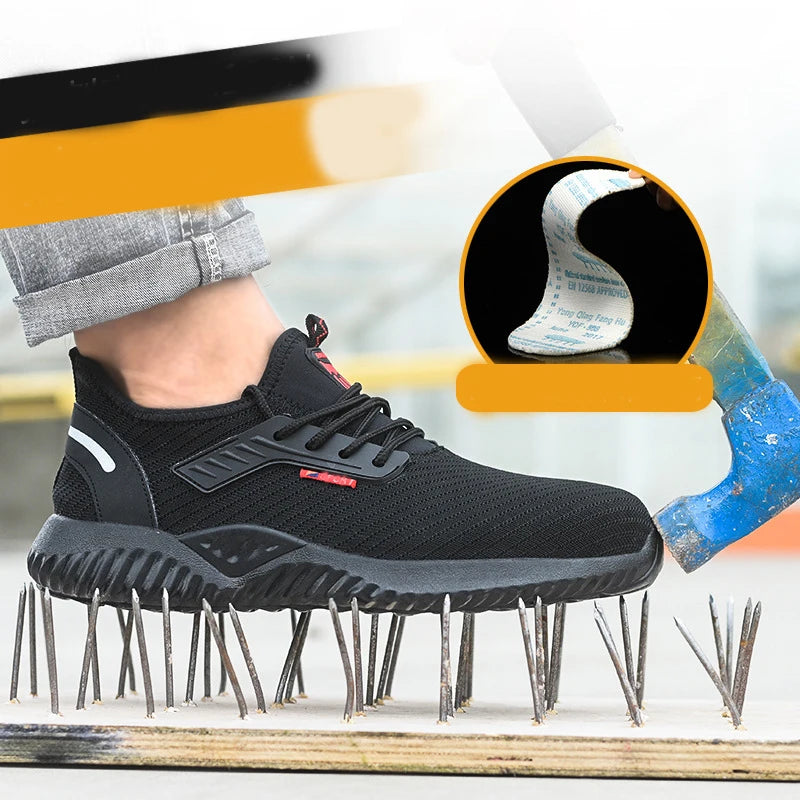 Men’s Safety Shoes – Lightweight Breathable Summer Work Sneakers | Puncture & Impact Resistant Steel Toe Footwear