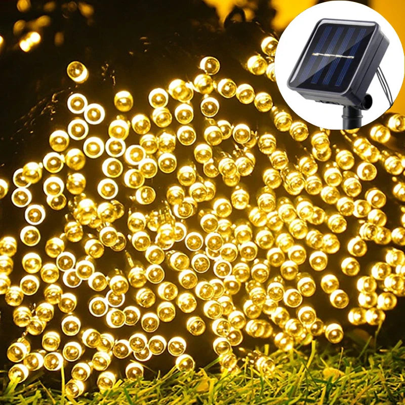 Solar String Light Fairy Outdoor Garden Waterproof Lamp 2025 Christmas Garland Xmas Holiday Party Home Halloween Decoration