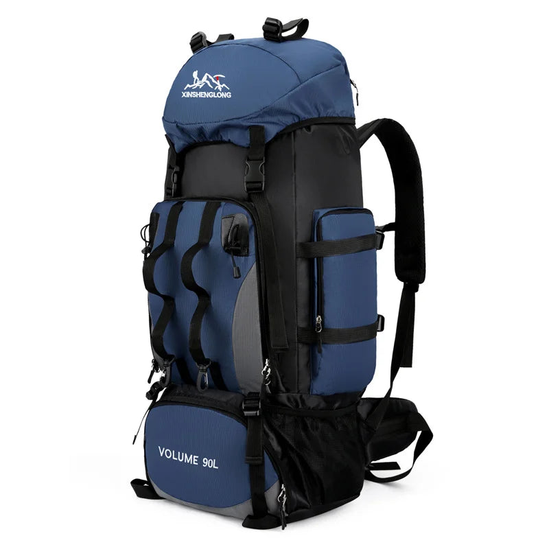 90 liters waterproof hiking camping mountaineering backpack, large capacity outdoor travel bag, backpacking sports equipment