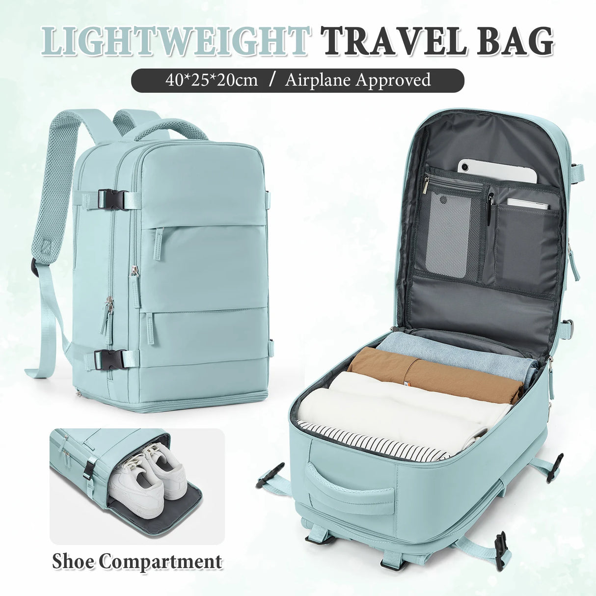 Women Men Hand Luggage Backpack Business College Laptop Travel Backpack Waterproof Carry on mochila viaje cabina avion 40x20x25