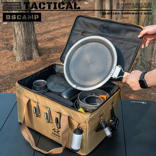 30L/42L/56L Autumn Camping Bag Insulated Waterproof Tactical Foldable Outdoor Picnic Tableware Storage Box Large Capacity Field
