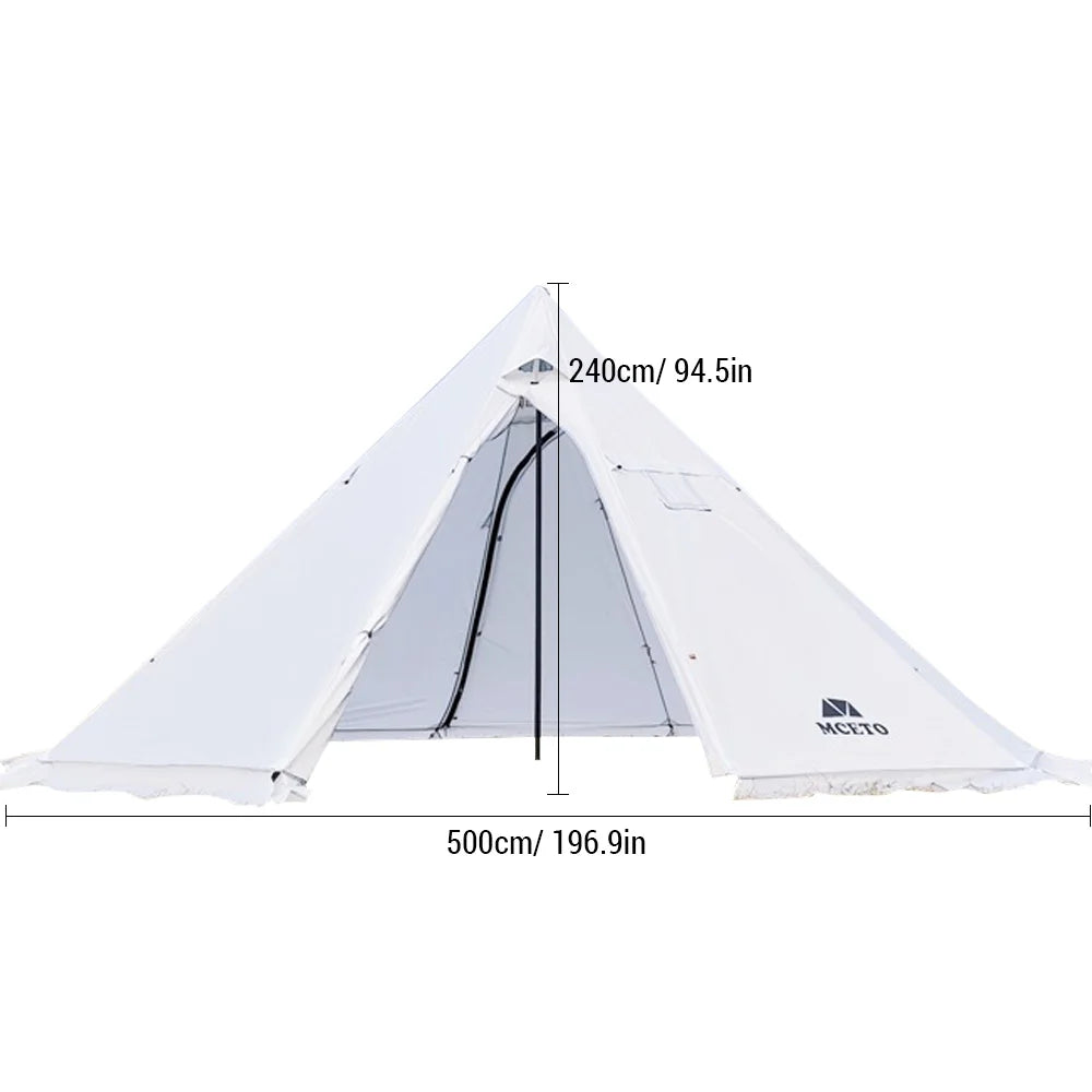 5-8 People Tipi Hot Tent with Stove Jack 500PRO Camping Pyramid Teepee Tent for Camping Backpacking Hiking