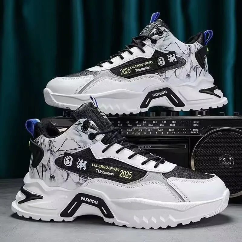 2025 Men’s Fashion Sneakers – Breathable Mesh Platform Running Shoes | Lightweight Casual Vulcanized Shoes