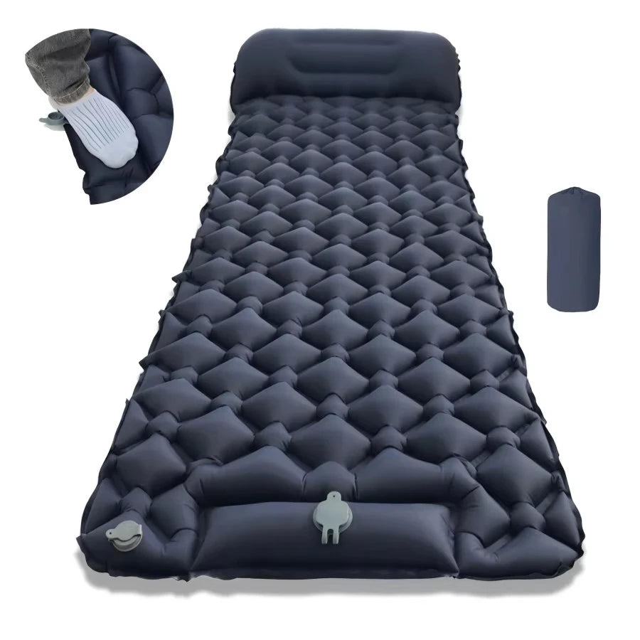 Outdoor Camping Sleeping Pad Folding Sleep Mat Beach Inflat Mattress with Pillows Ultralight Air Mat Travel Hiking