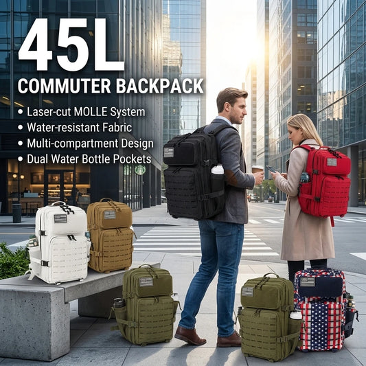 45L Tactical Hiking Backpack – MOLLE & Dual Cup Holders
