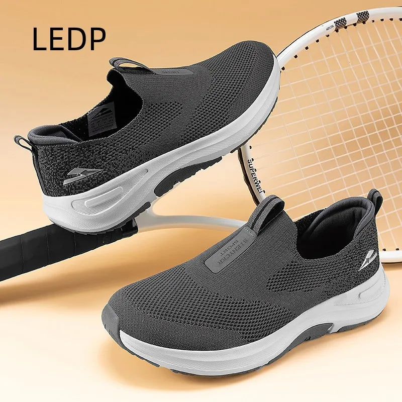 Men’s Lightweight Walking Shoes – Casual Slip-On Sneakers with Breathable Fly Woven Mesh, Comfortable Everyday Footwear