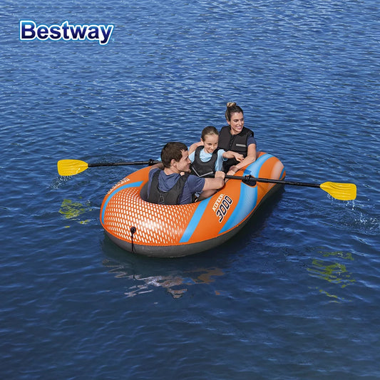Bestway 61136/61140/61142/61146 1-3 Person Heavy Duty Inflatable Kayak - Long Lasting PVC Rafting Adventure Boat for Thrilling