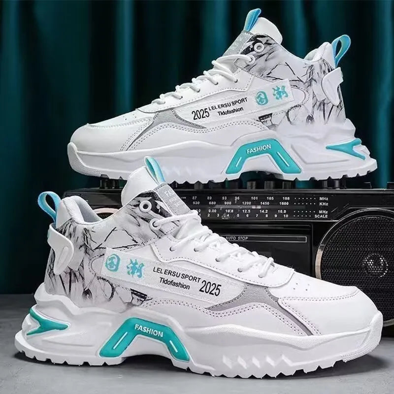 2025 Men’s Fashion Sneakers – Breathable Mesh Platform Running Shoes | Lightweight Casual Vulcanized Shoes