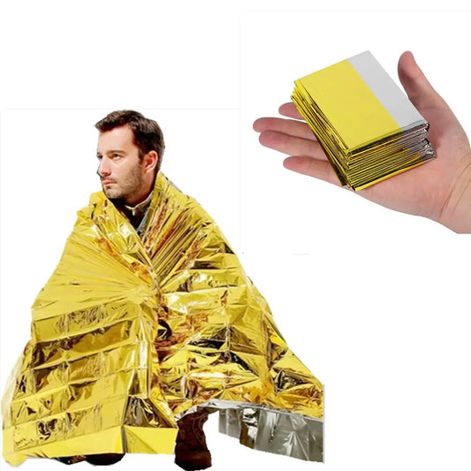 160*210cm Emergency Blanket Waterproof Keep Warm Blanket Camping Survival Tool Life Saving First Aid Insulation Tools Gold