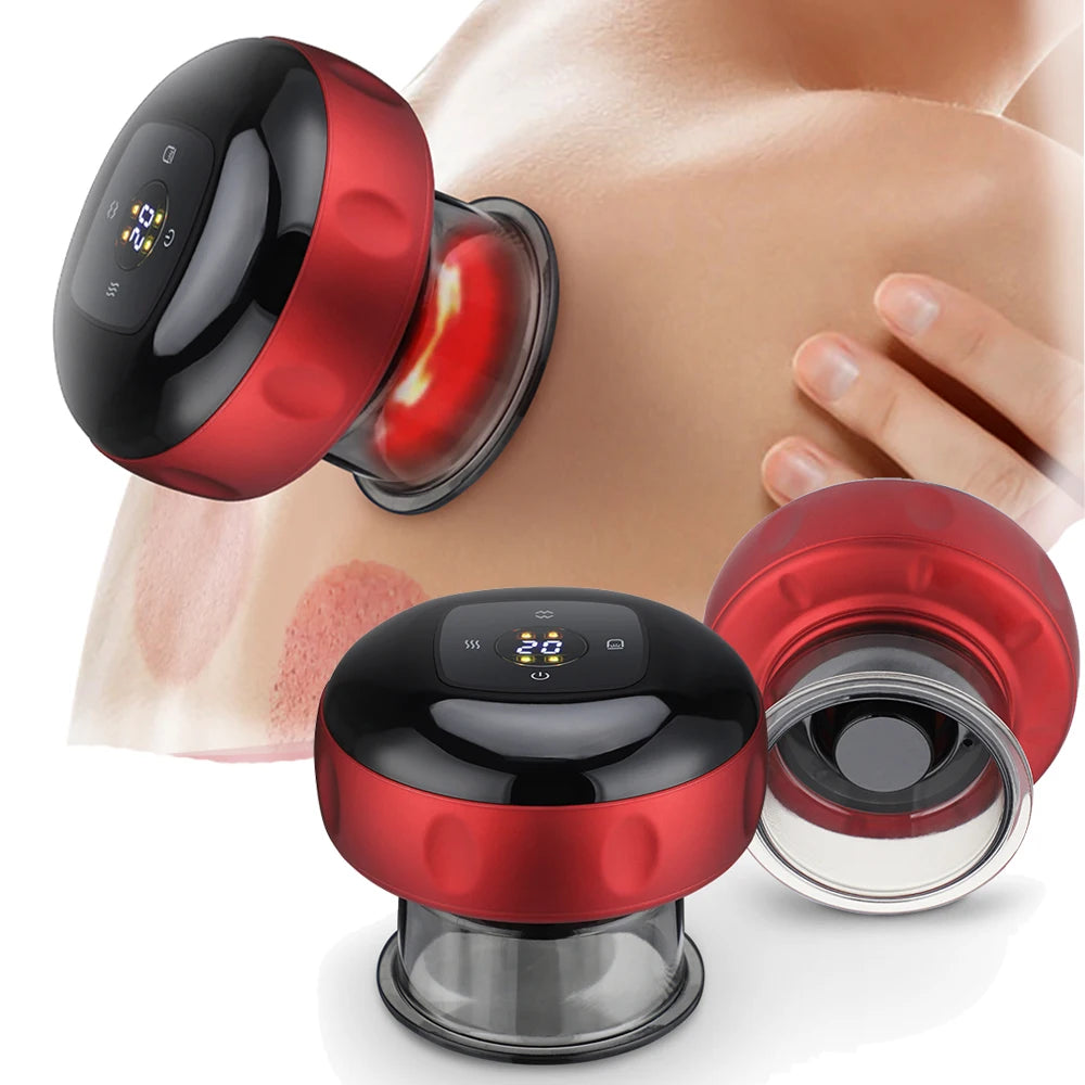 Body Scraping Massage Smart Electric Vacuum Cupping Heating Suction Cup Device Back Neck Arm Massger