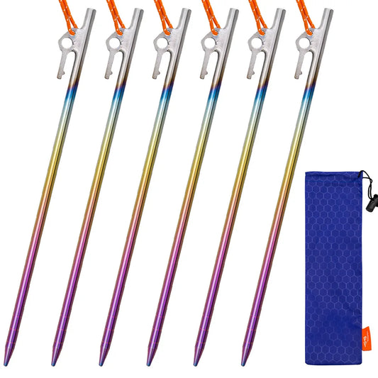 TiTo Camping Tent Accessories Supplies Colorful Titanium Tent Pegs Stakes Heavy Duty Ground Nails 30cm/35cm/40cm for Hard Soil