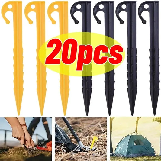 Outdoor Camping Tent Nails Sand Ground Triangular Stake Ground Awning Camping Tools Plastic Tent Pegs Nail Accessories 20/10pcs