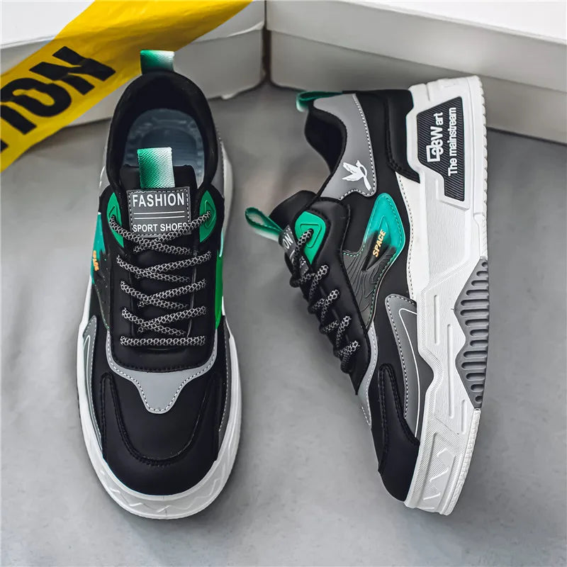 Men’s Breathable Leather Casual Sneakers – Soft Sole Comfort Trainers for Running & Walking