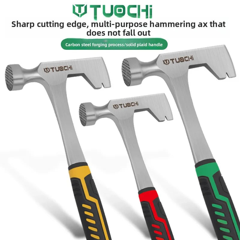Multifunctional Axe Hammer – Ice-Breaking, Mining & Mountaineering Tool with Round Metal Head