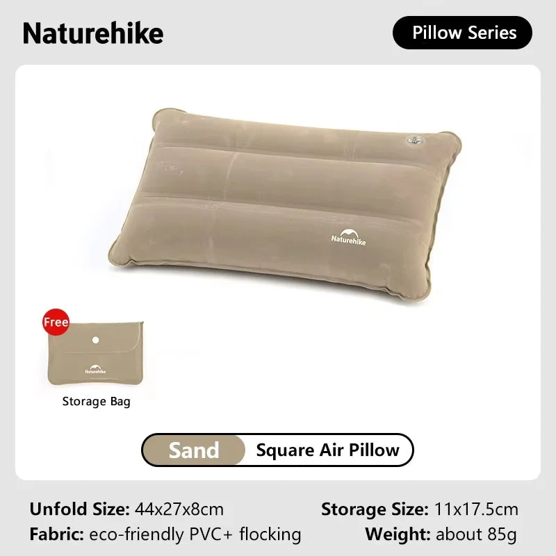 Naturehike Square Inflatable Pillow Outdoor Camping Hiking Ultralight Travel Portable Airplane Folding Pillows Soft Comfortable