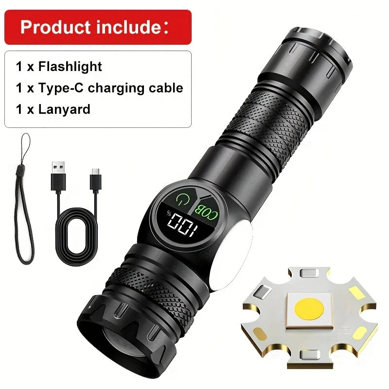 Magnetic Tactical LED Flashlight – COB Side Light, Zoom