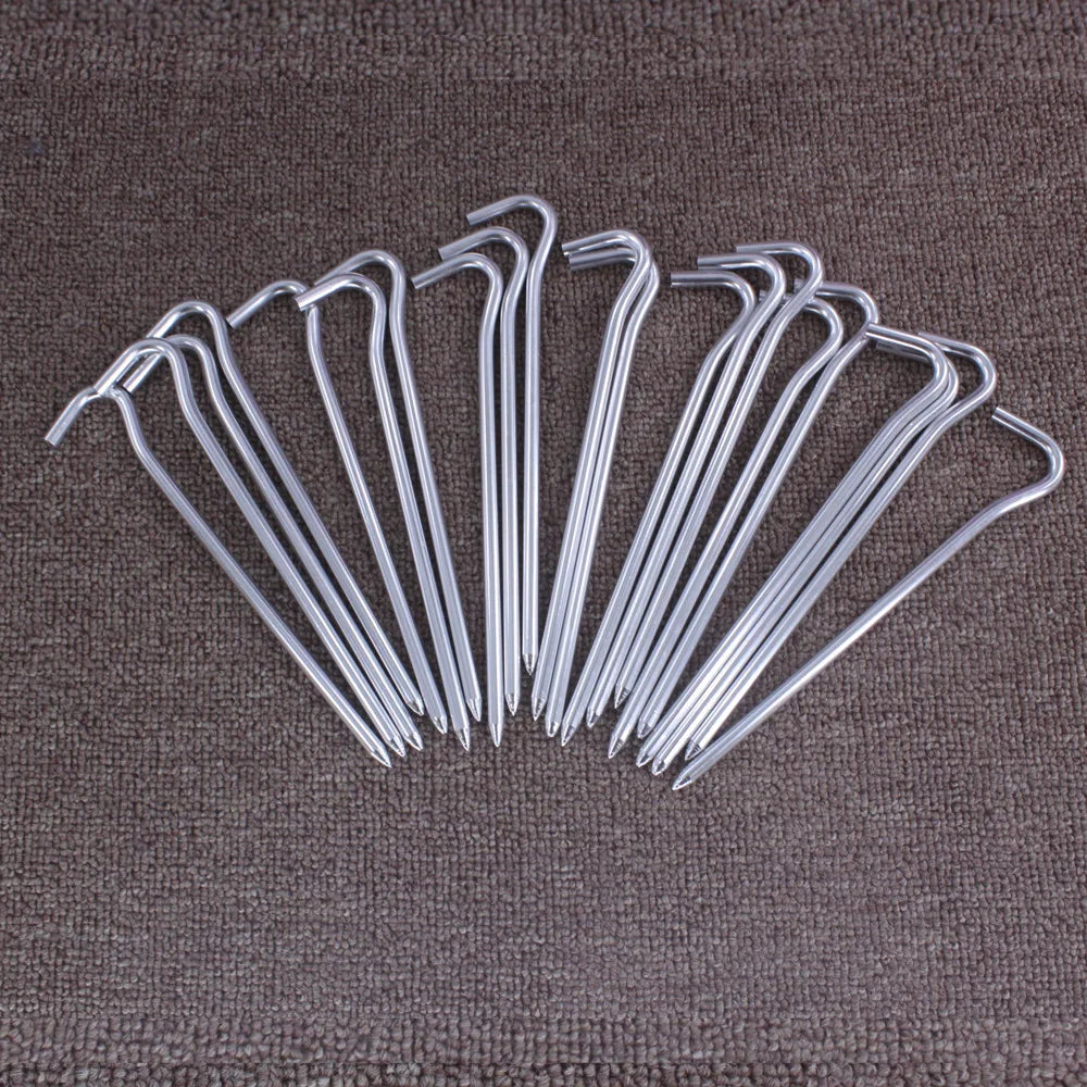 10 Pieces/Lot Aluminum Alloy Tent Pegs 18cm Camping Garden Canopy Stakes Pegs Outdoor Nails Tent Accessories