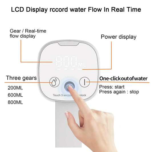 LED Display Water Bottle Pump Foldable Electric 1200mah Type C Rechargeable Automatic Stop Touch Button 3 Quantitative Settings