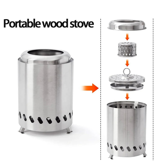 Wood Burner Stove Portable Firewood Stove Stainless Steel Outdoor Camping Smokeless Stove Mini Fire Stove campfire Stove