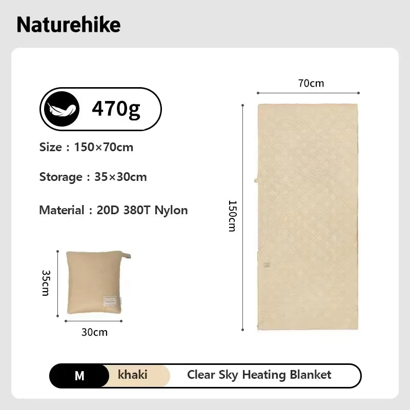 Naturehike Electric Heated Blanket Winter USB Heating Blanket Camping Warm Sleeping Bag Liner Outdoor Shawl Thermal Sleeping Bag
